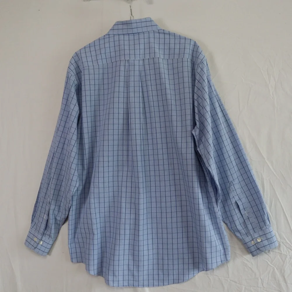Brooks Brothers Shirt Mens Medium Non-Iron Button Down Blue‎ Plaid Long Sleeve